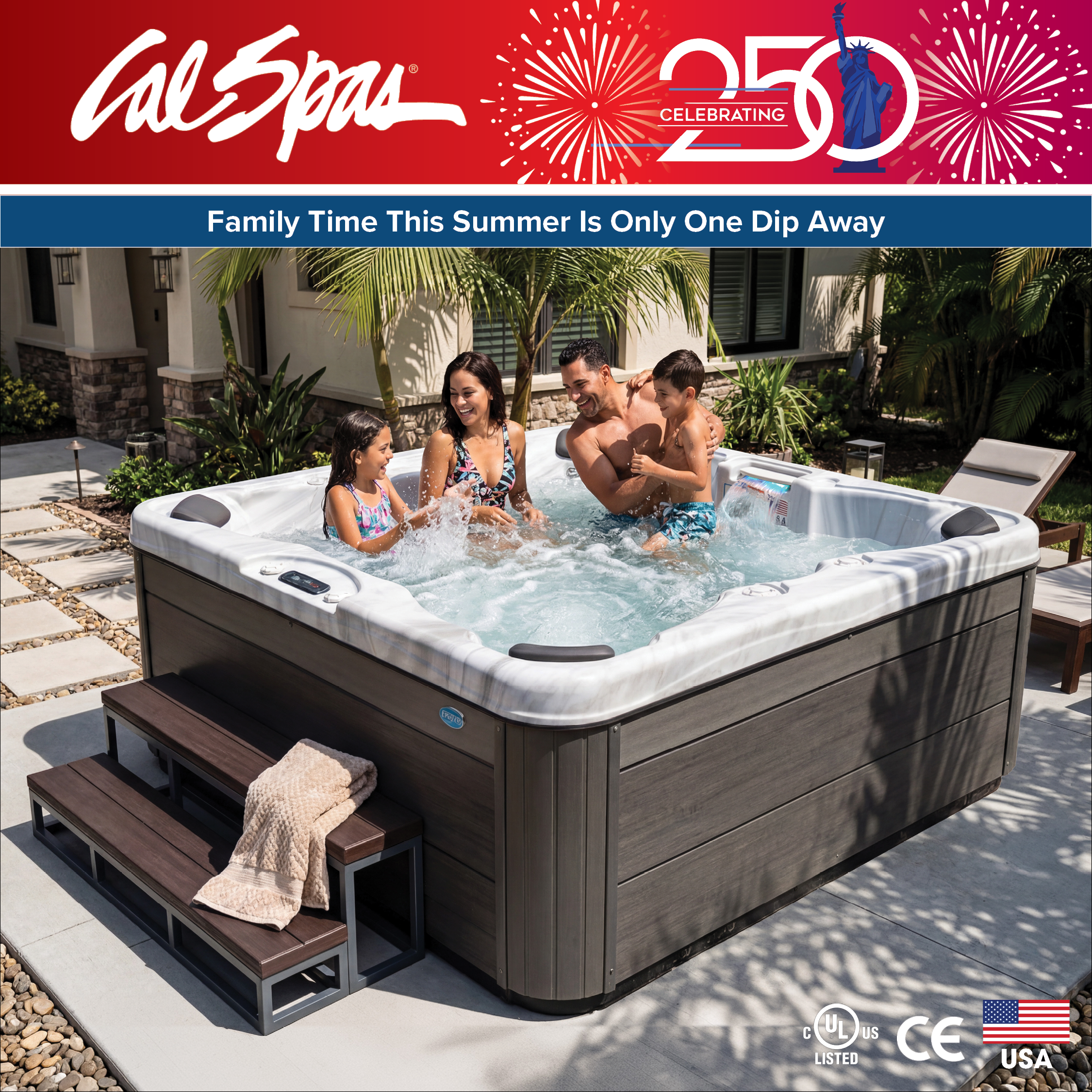 Calspas hot tub being used in a family setting - Normal